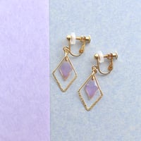 ひし形フープ【美濃和紙のイヤリング/ピアス】藤色
