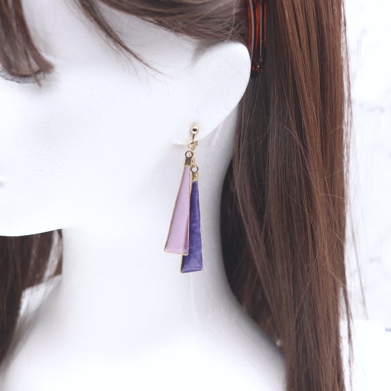 短冊＊美濃和紙のイヤリング/ピアス＊藤×深紫 | マッチュルーム