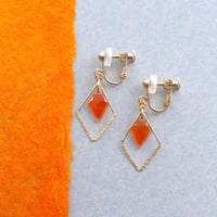 ひし形フープ【美濃和紙のイヤリング/ピアス】オレンジ