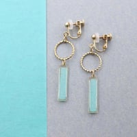 フープとスティック【美濃和紙のイヤリング/ピアス】ターコイズブルー