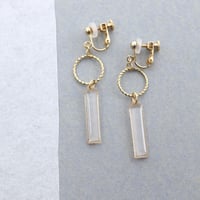 フープとスティック【美濃和紙のイヤリング/ピアス】白