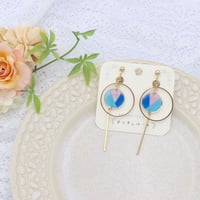 丸・丸フープ＊美濃和紙のイヤリング/ピアス＊青