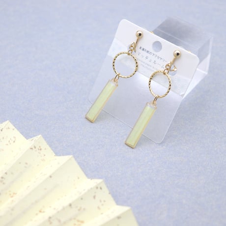 フープとスティック【美濃和紙のイヤリング/ピアス】黄色
