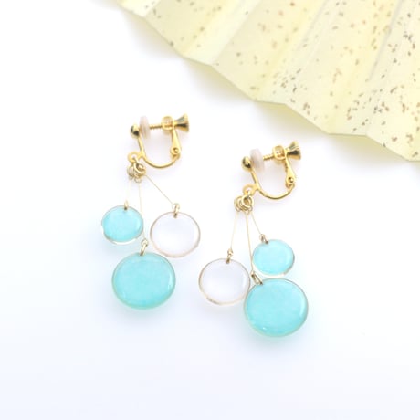 バブル【美濃和紙のイヤリング/ピアス】ターコイズブルー