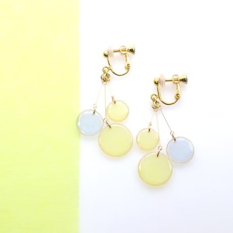 バブル【美濃和紙のイヤリング/ピアス】黄色