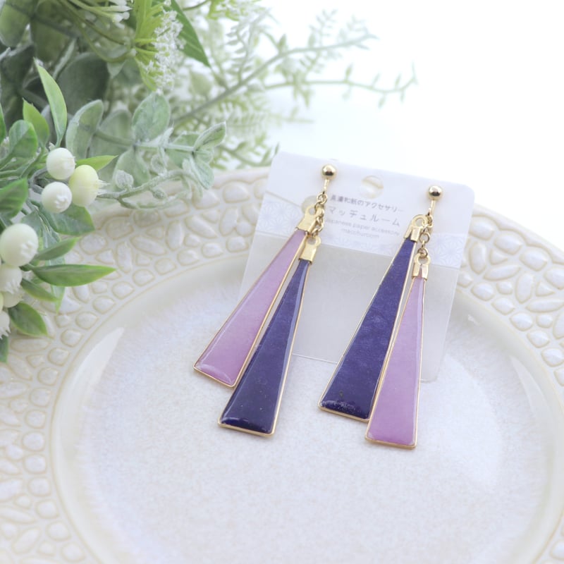 短冊＊美濃和紙のイヤリング/ピアス＊藤×深紫 | マッチュルーム
