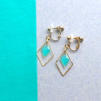 ひし形フープ【美濃和紙のイヤリング/ピアス】緑