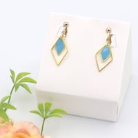 和紙のイヤリング/ピアス＊ダイヤ＊ダイヤフープ/水色
