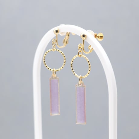 フープとスティック【美濃和紙のイヤリング/ピアス】藤色