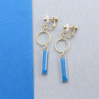 フープとスティック【美濃和紙のイヤリング/ピアス】青