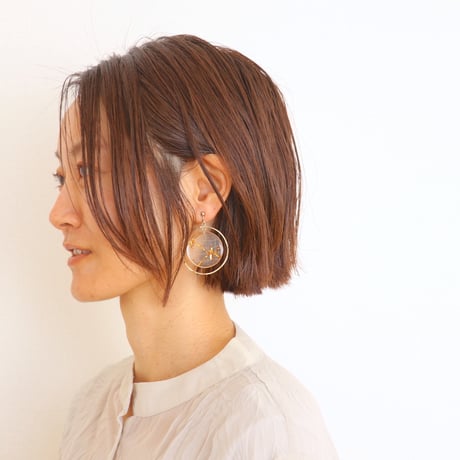 大きめ丸とフープ＊美濃和紙のイヤリング/ピアス