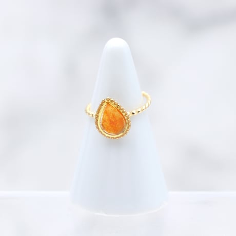 雫【美濃和紙の指輪】オレンジ｜color:gold