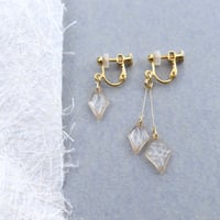 ひし形アシメ【美濃和紙のイヤリング/ピアス】小倉紙