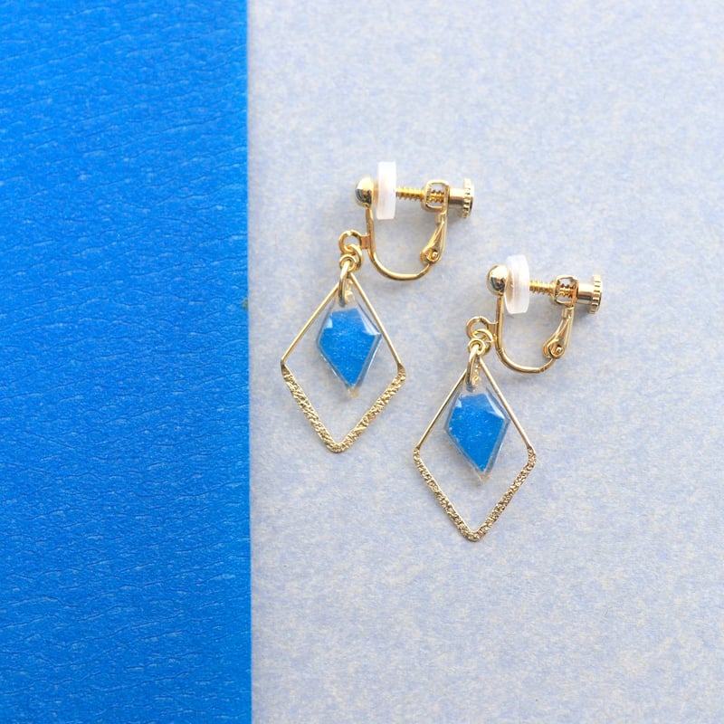 ひし形フープ｜美濃和紙のイヤリング・ピアス｜上品な和モダンスタイル