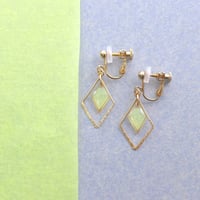 ひし形フープ【美濃和紙のイヤリング/ピアス】黄色