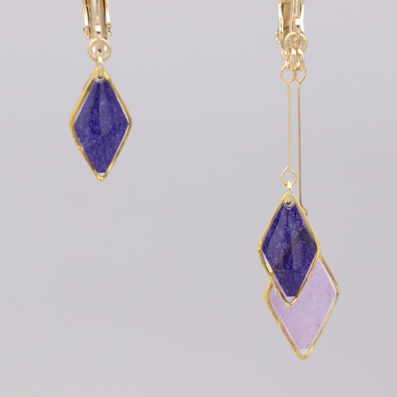 1299円注文可能●パープル色ハンドメイド　ロング紫ピアス　イヤリング可　アシメ 1299円注文可能○パープル色ハンドメイドロング紫ピアスイヤリング可アシメ