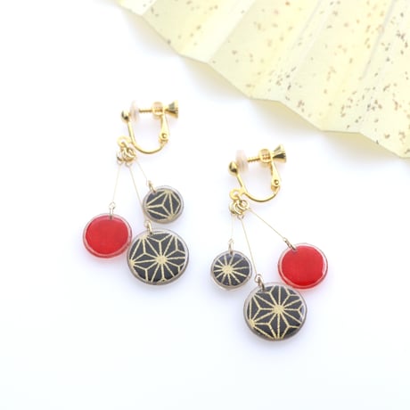 美濃和紙のバブルイヤリング・ピアス｜軽やかな和モダンスタイル｜麻の葉