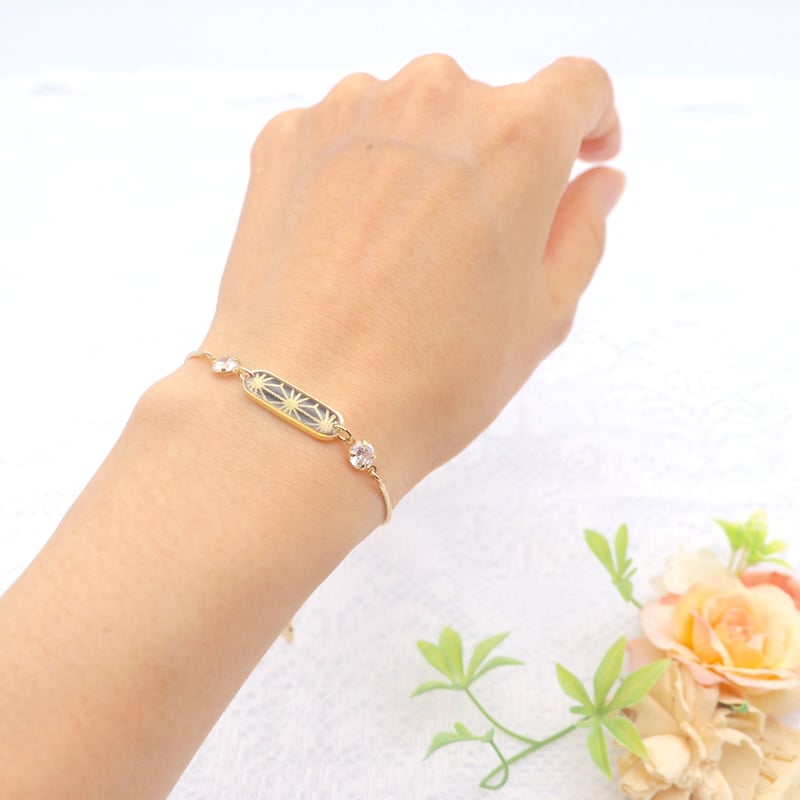 麦秋に吹く風 様 サンプルページ ブレスレット２本 美濃和紙のブレスレット＊楕円＊黒-麻の葉 | マッチュルーム