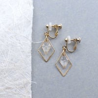 美濃和紙のイヤリング/ピアス＊ダイヤ＊ダイヤフープ/小倉紙