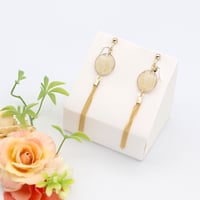 楕円とチェーンタッセル＊美濃和紙のイヤリング/ピアス＊金ツタ