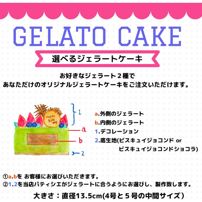 配送】オーダーメードジェラートケーキ（チョコプレート付き）（ギフト
