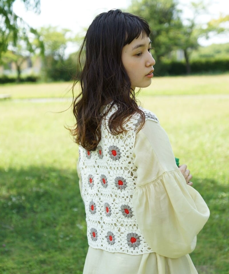 oll kyoto オルテガ柄 ニットベスト かき乱し