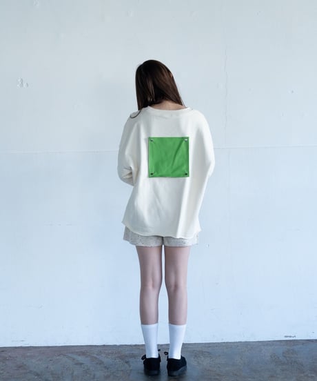 original leather patch sweat (over/ivory)