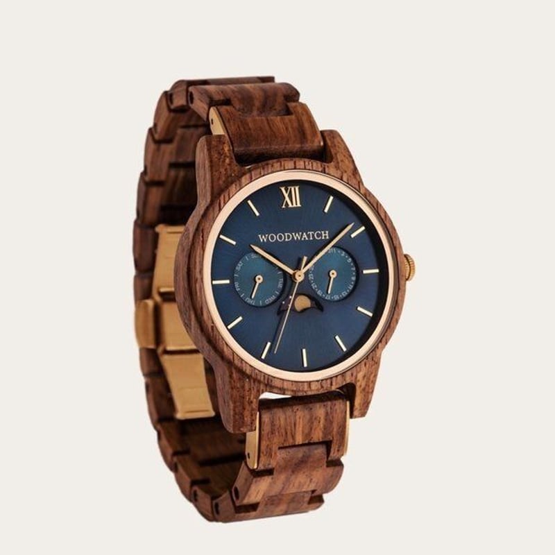 WOODWATCH アナログ腕時計 ブルー/ブラウン woodwatch(ウッドウォッチ)ブランド クラシックブルー ギフト