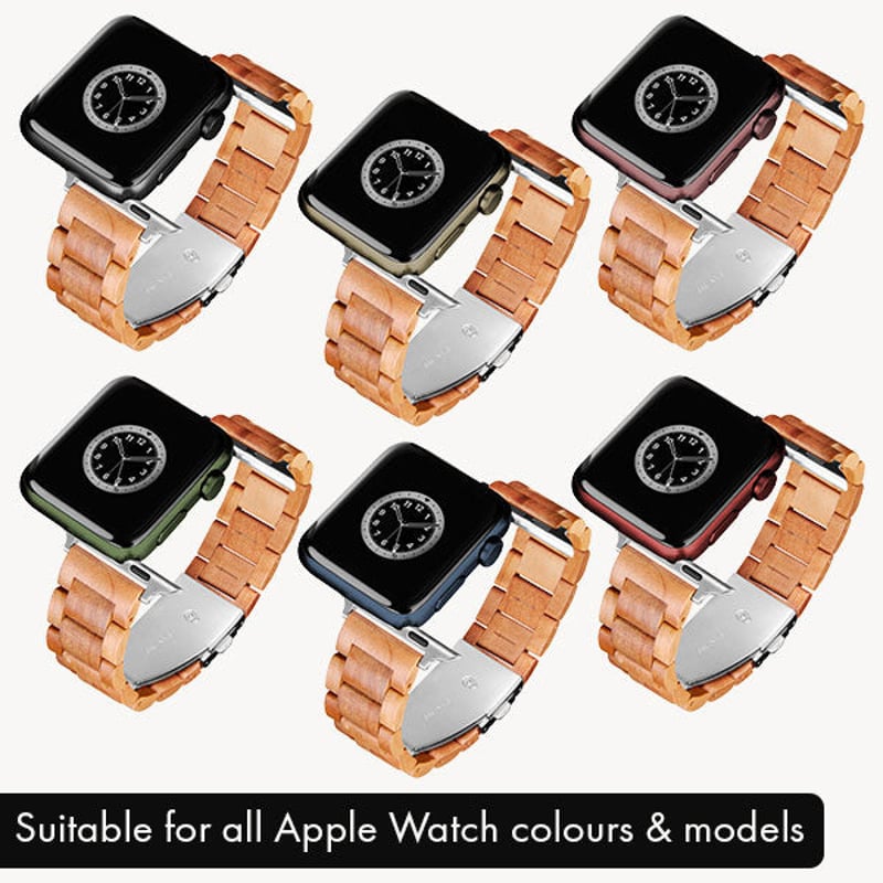 Apple Watch ストラップ マドリード 42/44/45/46ミリ | 木製腕時計ブラ