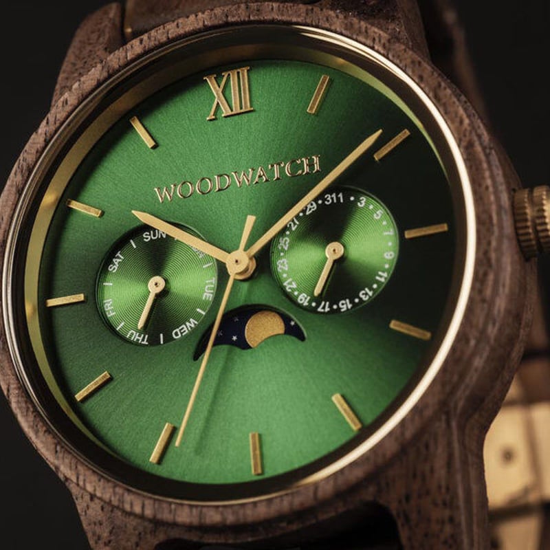 ハンドメイド 緑色 木製 腕時計 woodwatch(ウッドウォッチ)ブランド ナチュラルグリーンギフトセット
