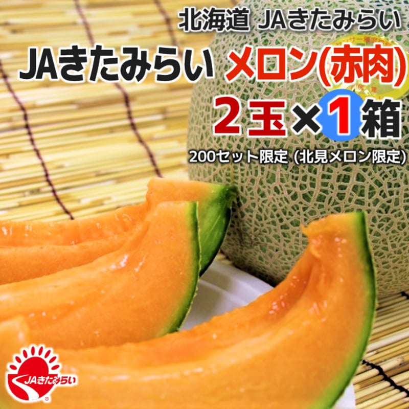 JAきたみらい メロン(赤肉) 2玉×1箱【北海道 JAきたみらい