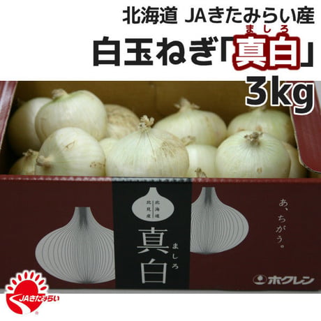 北見産たまねぎ「真白」 3kg×3箱【北海道 JAきたみらい】