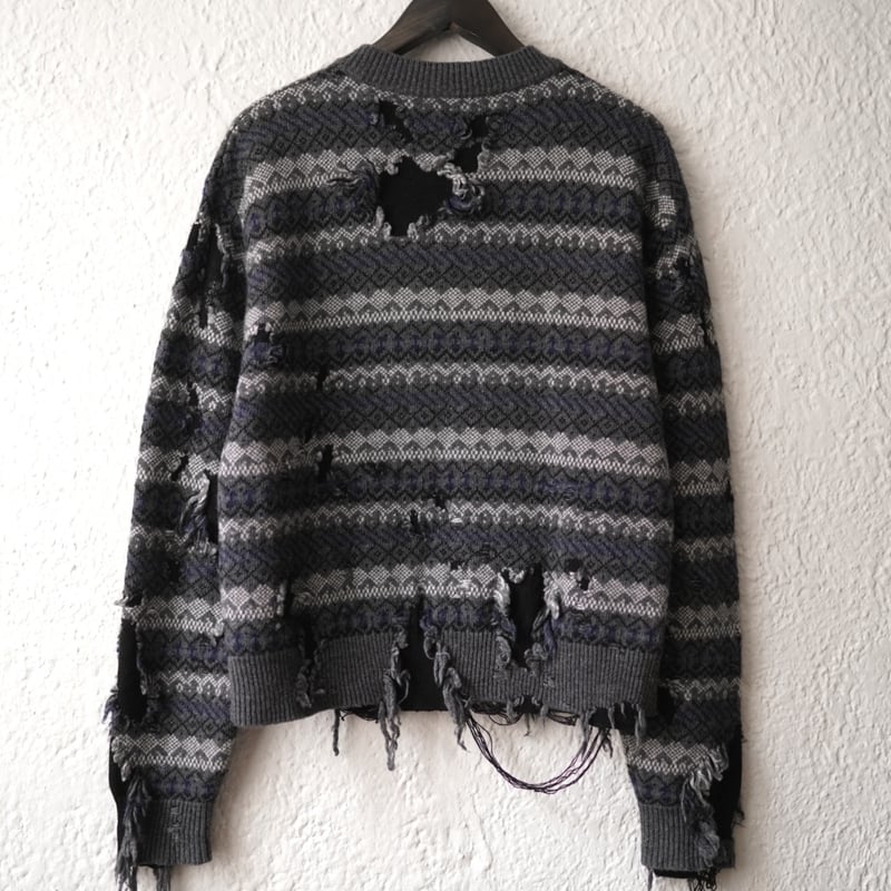 21AW デストロイダメージロゴニットセーター / BALENCIAGA 