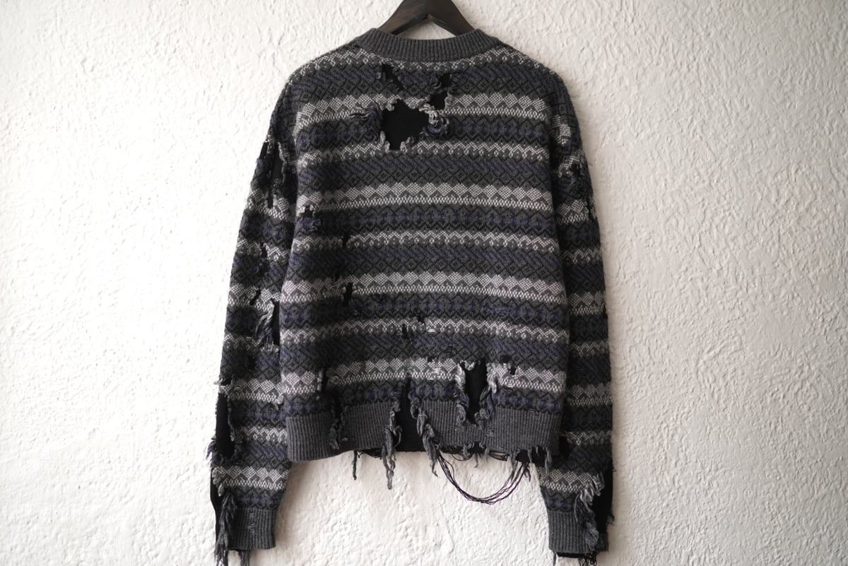 BALENCIAGA 21AW デストロイダメージロゴニットセーター BALENCIAGA 21AW デストロイダメージロゴニットセーター