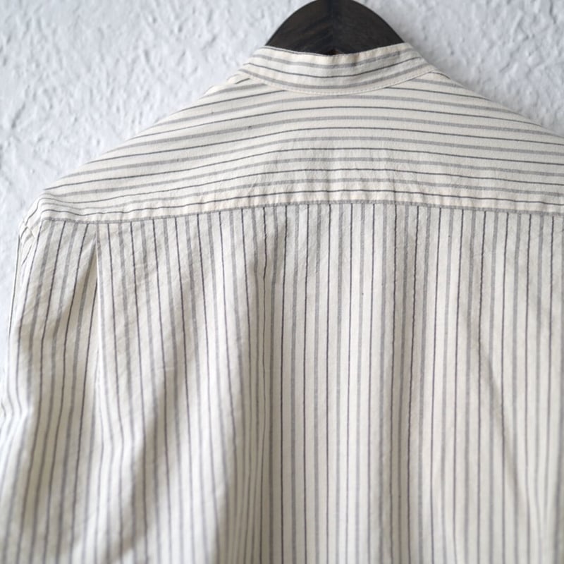 20SS コットンシルクストライプバンドカラーシャツ / Geoffrey.B.Small 