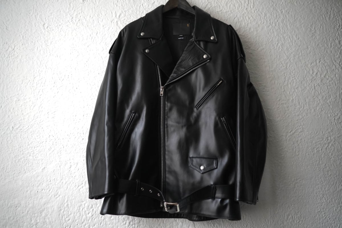 Drop Neck Motorcycle Leather Jacket ドロップネックカーフレ