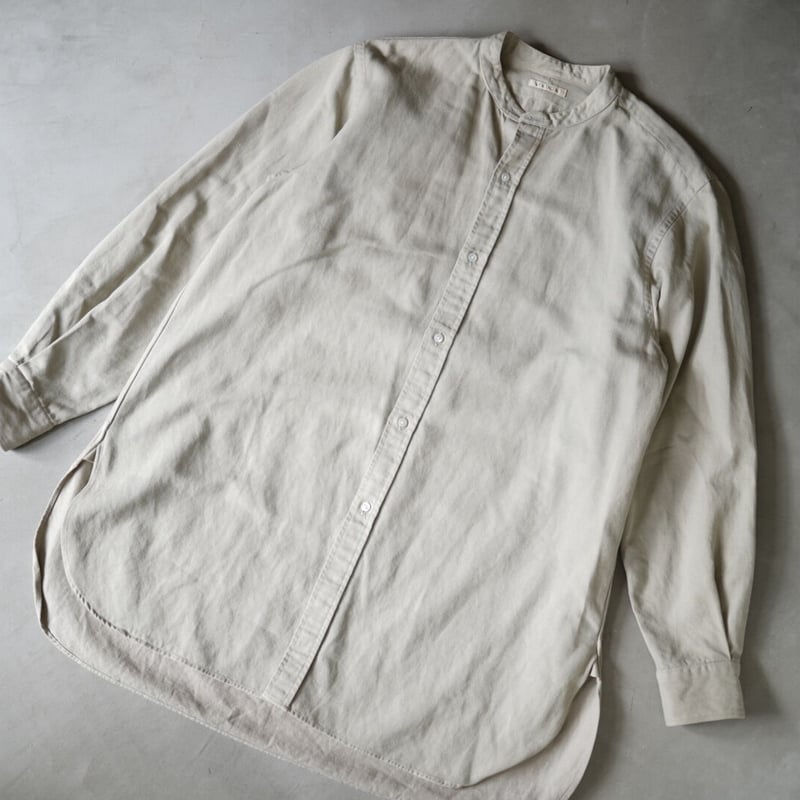 SHIRT014 コットンリネンバンドカラーシャツ / HEUGN(ユーゲン) | D