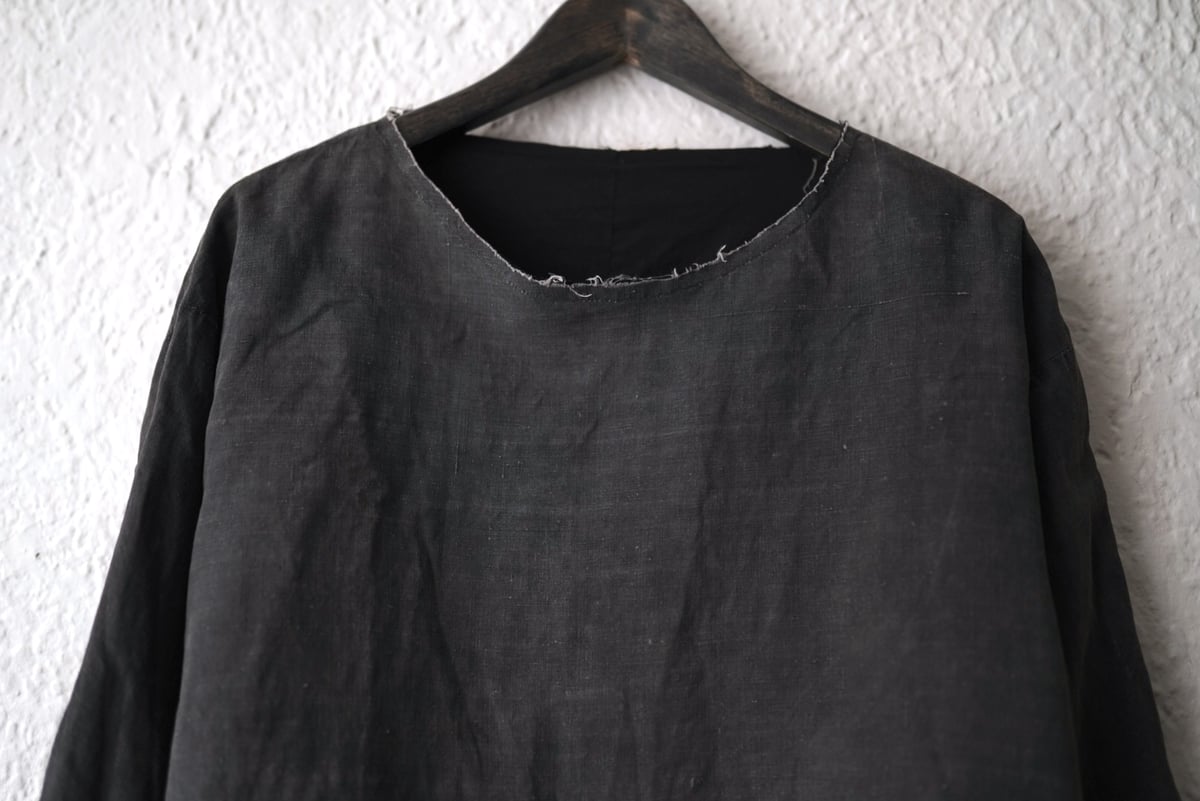 23SS Silk Plain Basque Shirt 墨染ヴィンテージリネンバスクシャツ / wright.(ライト)