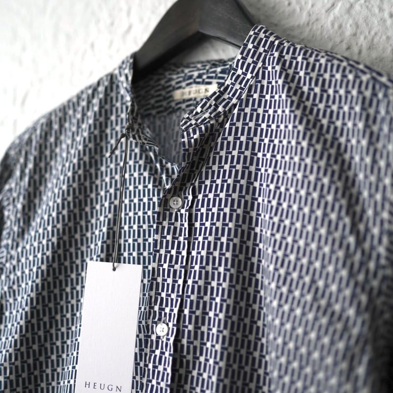 21AW SHIRT035 Print ROB 総柄プリントバンドカラーシャツ / HEUGN