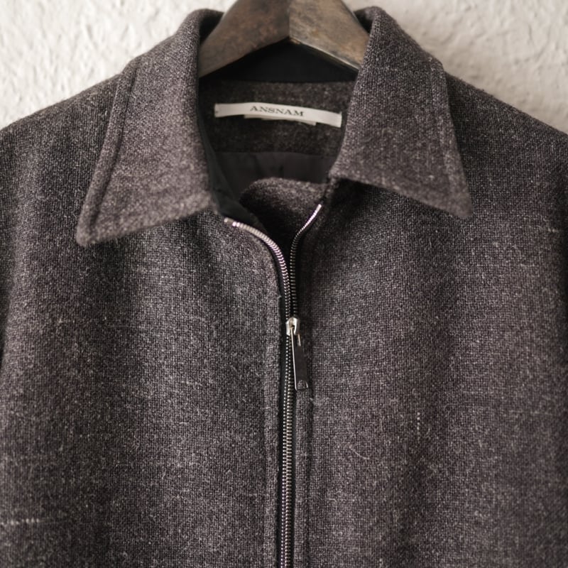 14AW 手紡ぎウールヘンプジップアップブルゾンジャケット / ANSNAM 