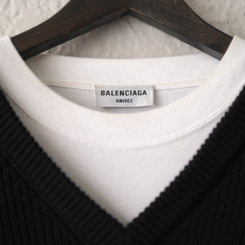 21SS Layered T-SHIRT ドッキングレイヤードVネックニットセーター / BA