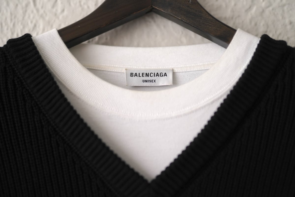 21SS Layered T-SHIRT ドッキングレイヤードVネックニットセーター / BA 