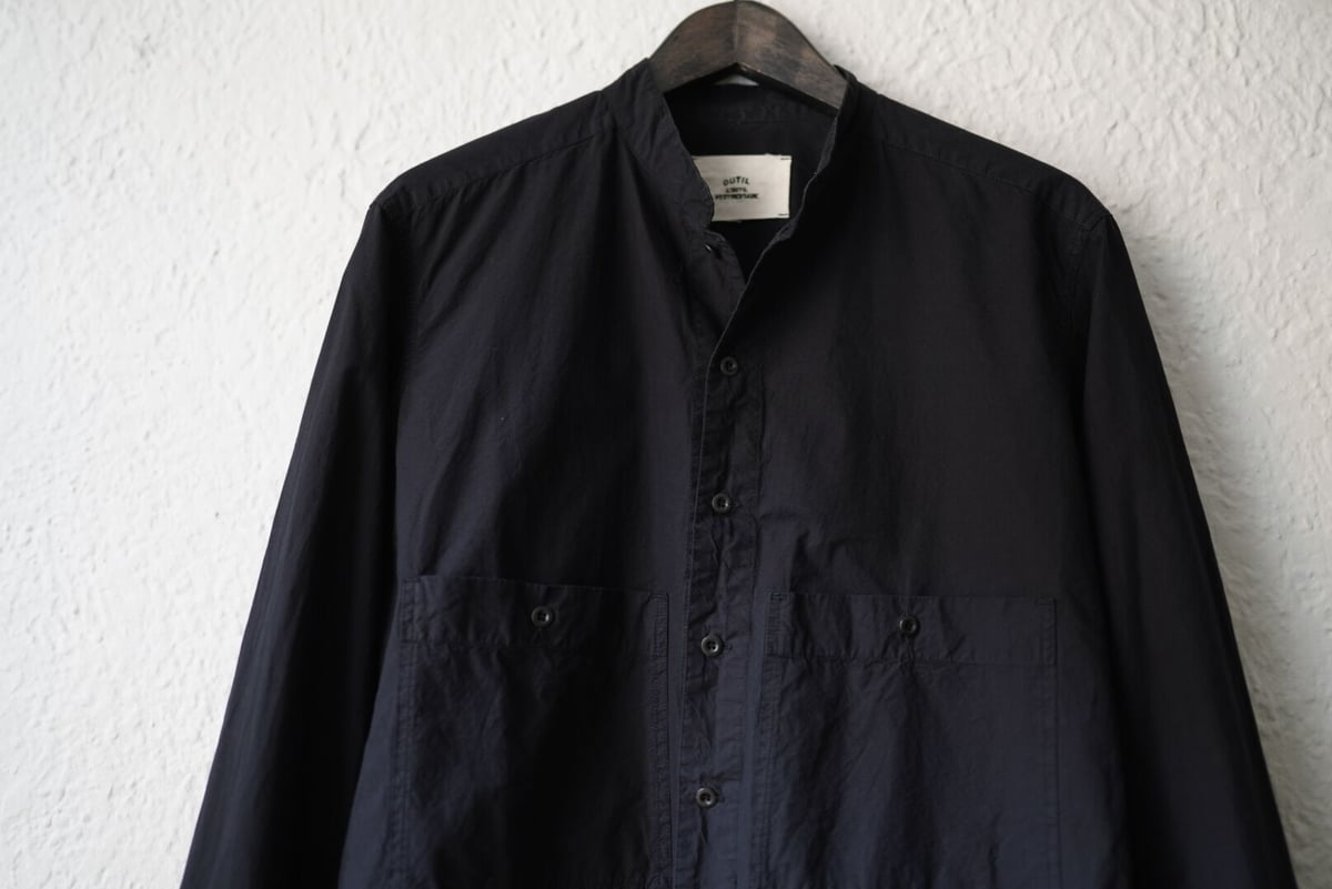 outil ウティ : CHEMISIER CORSIER(ECRU/INDIGO) バックオープンシャツ 