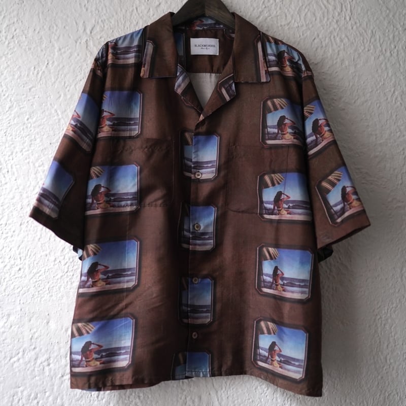 21SS Silk Shirts 総柄シルク半袖シャツ / BLACKWEIRDOS(ブラック