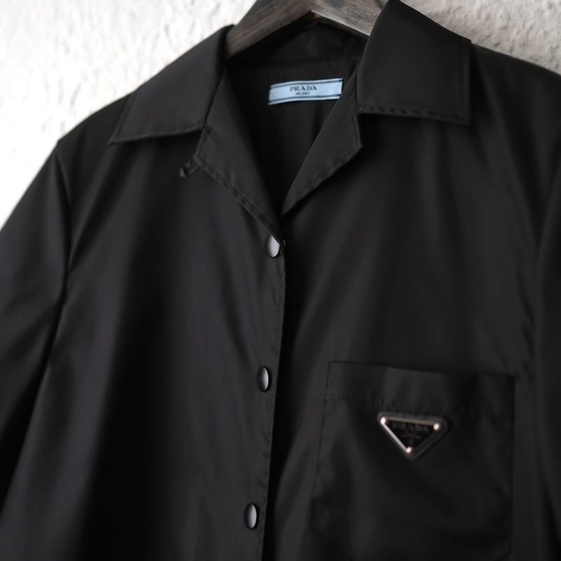 PRADA フレアワンピース ブラック 36 S 襟付き キレイめ 上品 - ワンピース
