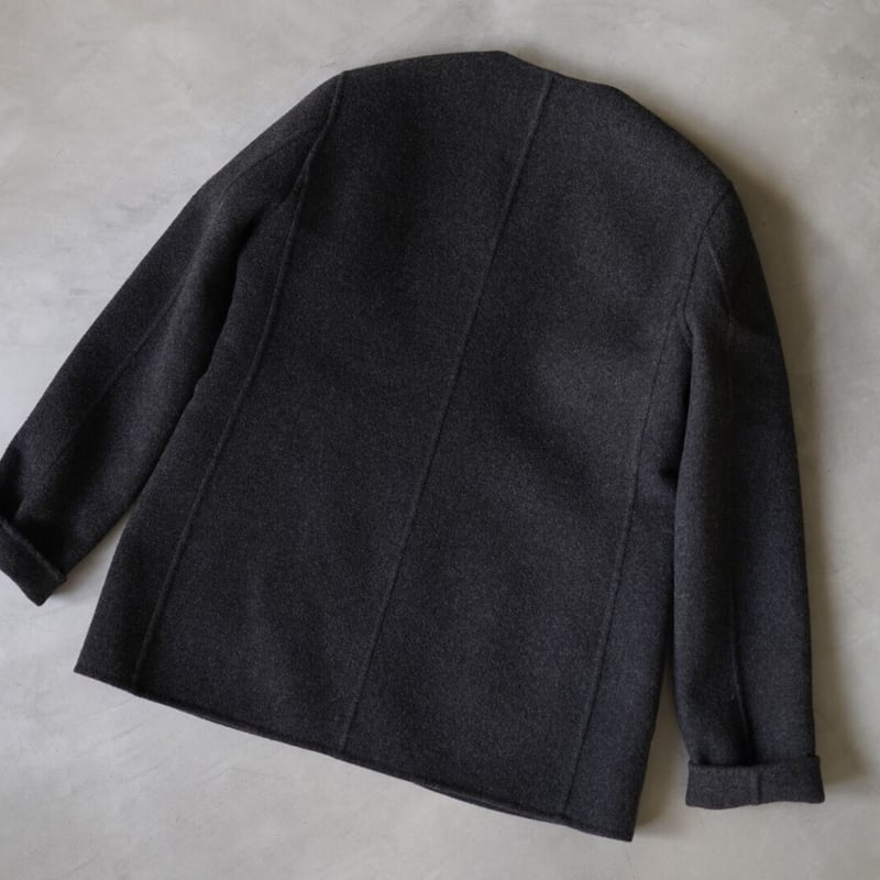 19AW カシミヤダブルフェイスウールノーカラージャケット 19AW カシミヤダブルフェイスウールノーカラージャケット