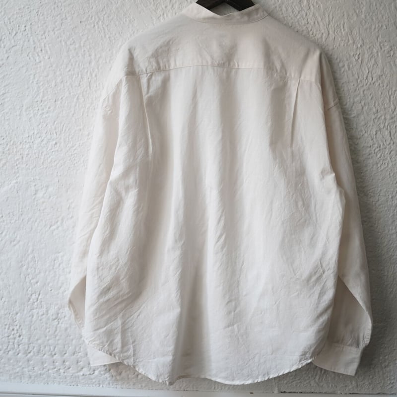 22SS INGALL Ⅱ SHIRT L/S ウールリネンバンドカラーシャツ / visvi...