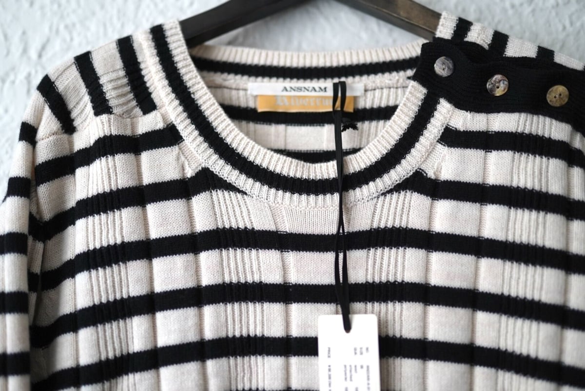 22AW RIVERRUN エルボーパッチボーダーニットセーター / ANSNAM 22AW RIVERRUN エルボーパッチボーダーニットセーター / ANSNAM
