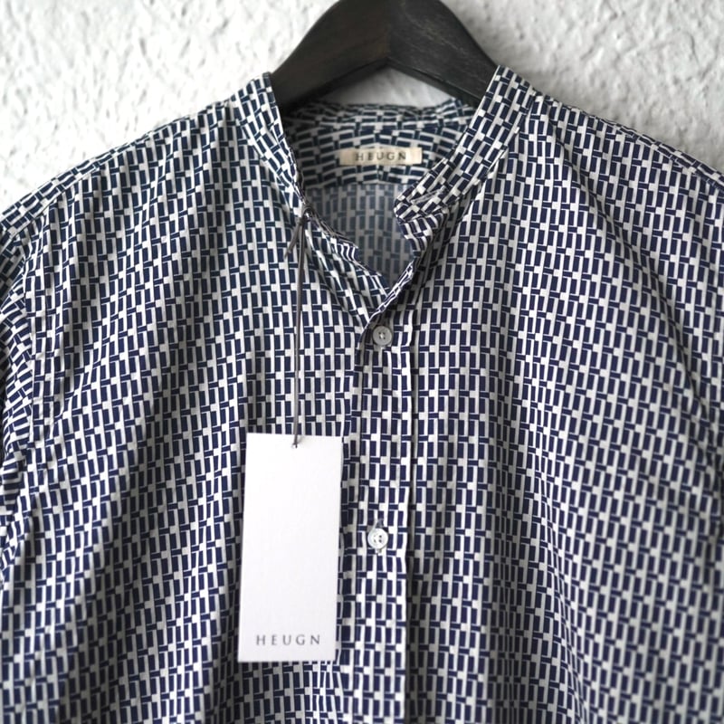 21AW SHIRT035 Print ROB 総柄プリントバンドカラーシャツ / HEUGN...