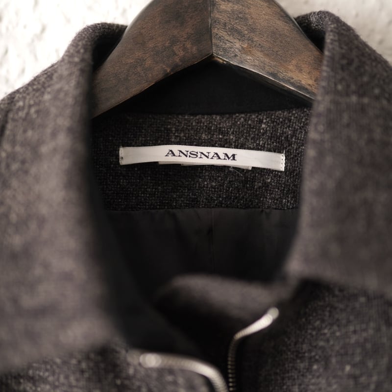 14AW 手紡ぎウールヘンプジップアップブルゾンジャケット / ANSNAM 